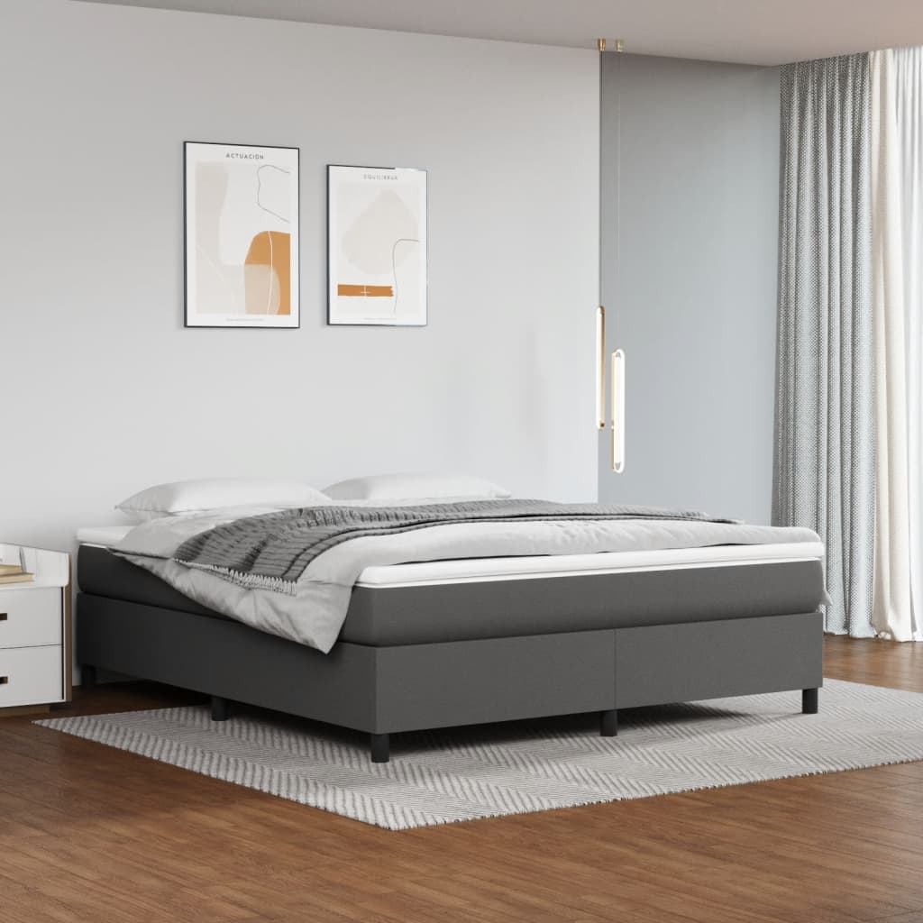 Boxspring bed kunstleer grijs 160x200 cm is nu te koop bij PeponiXL, paradijselijk wonen!