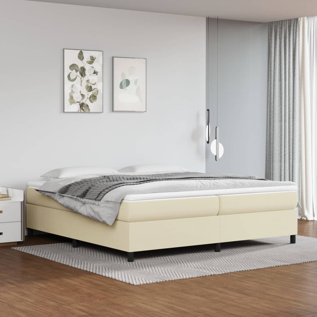 Boxspring bed kunstleer crèmekleurig 200x200 cm is nu te koop bij PeponiXL, paradijselijk wonen!