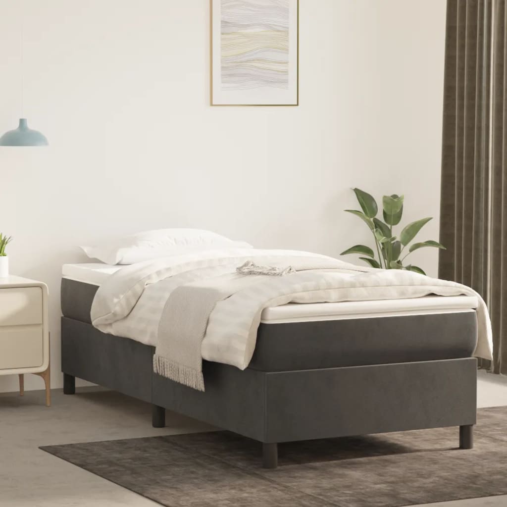 Boxspring bed 80x200 cm fluweel donkergrijs is nu te koop bij PeponiXL, paradijselijk wonen!