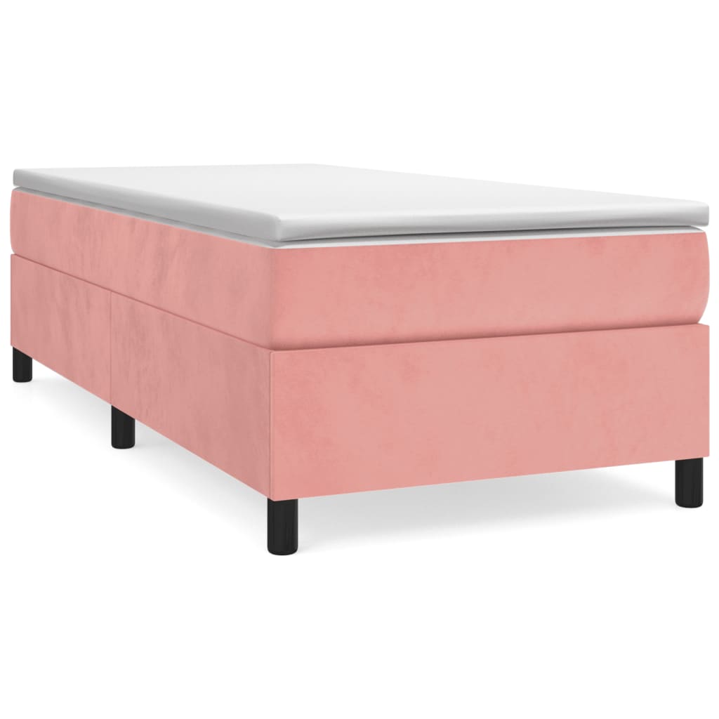 Boxspring bed fluweel roze 90x190 cm is nu te koop bij PeponiXL, paradijselijk wonen!