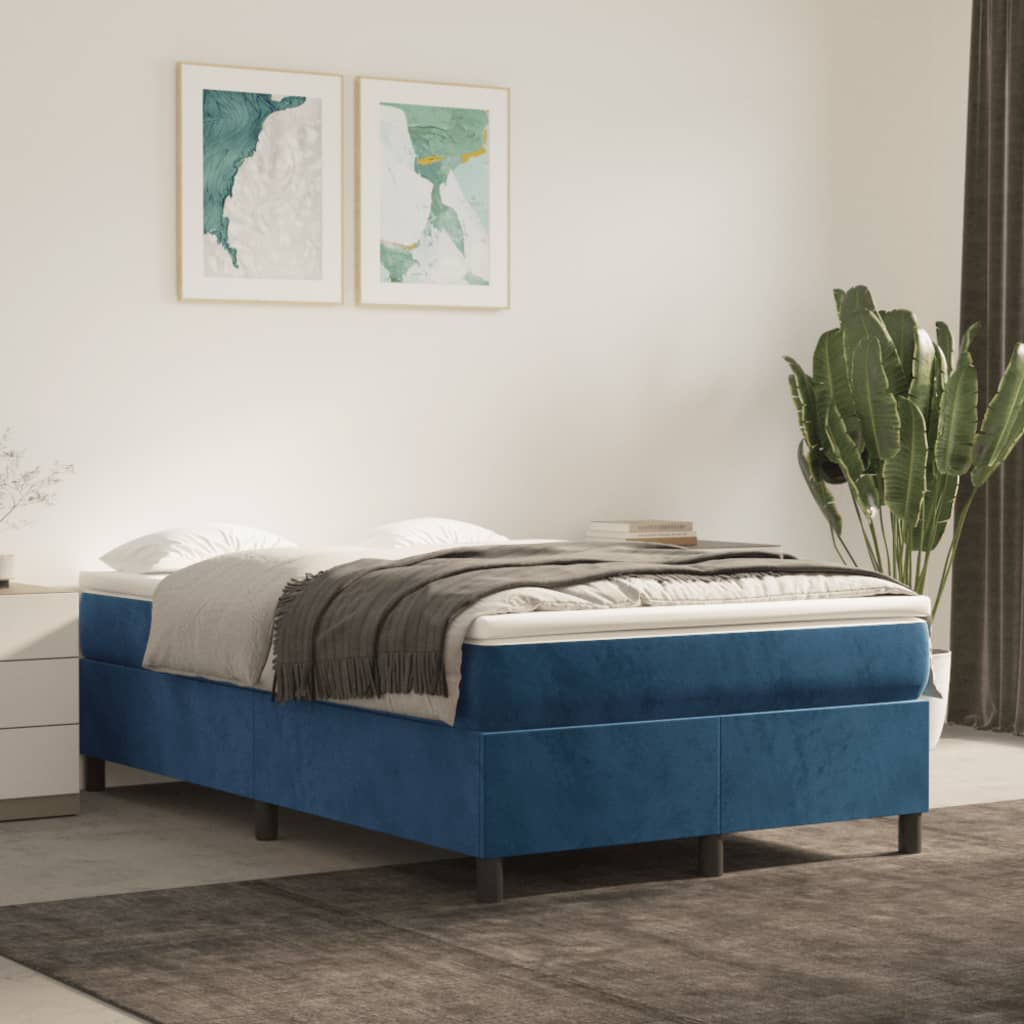 Boxspring bed 120x200 cm fluweel donkerblauw is nu te koop bij PeponiXL, paradijselijk wonen!
