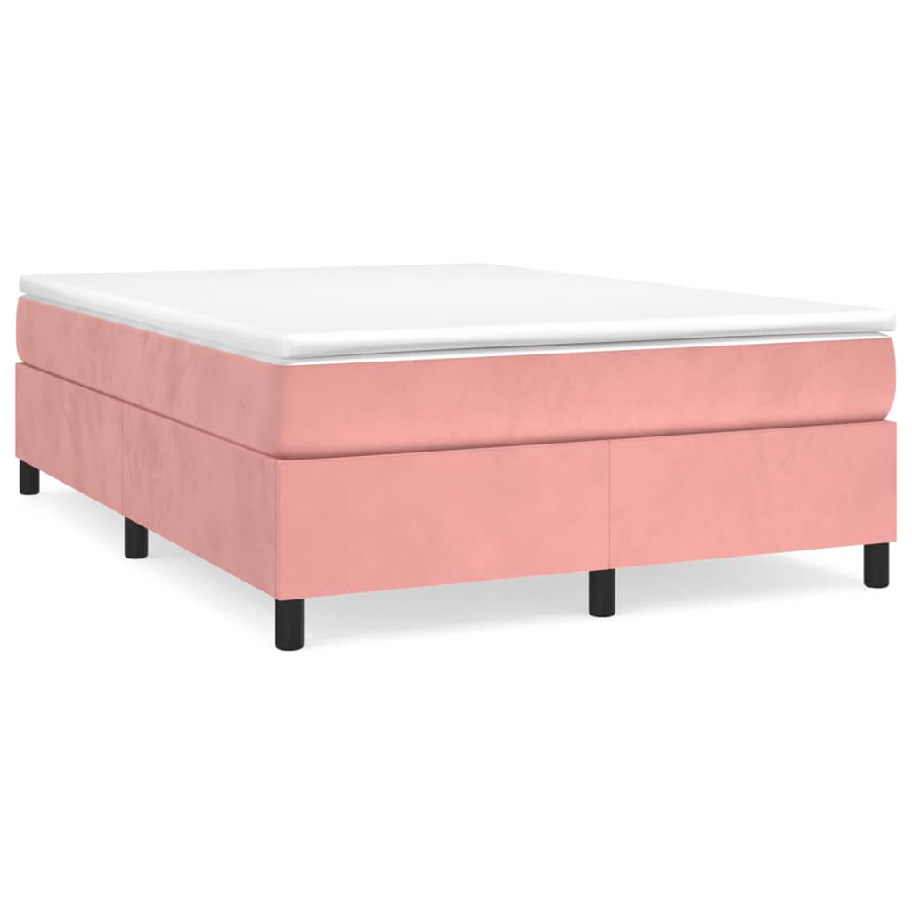 Boxspring bed fluweel roze 140x200 cm is nu te koop bij PeponiXL, paradijselijk wonen!