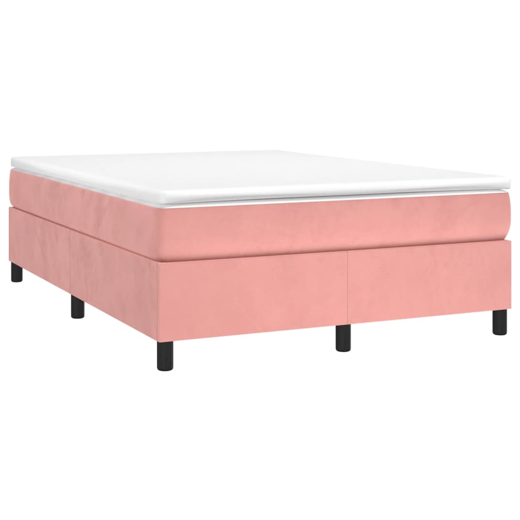 Boxspring bed fluweel roze 140x200 cm is nu te koop bij PeponiXL, paradijselijk wonen!