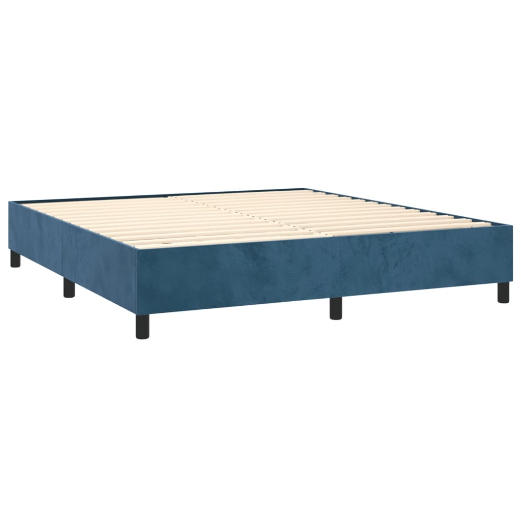 Boxspring bed 160x200 cm fluweel donkerblauw is nu te koop bij PeponiXL, paradijselijk wonen!