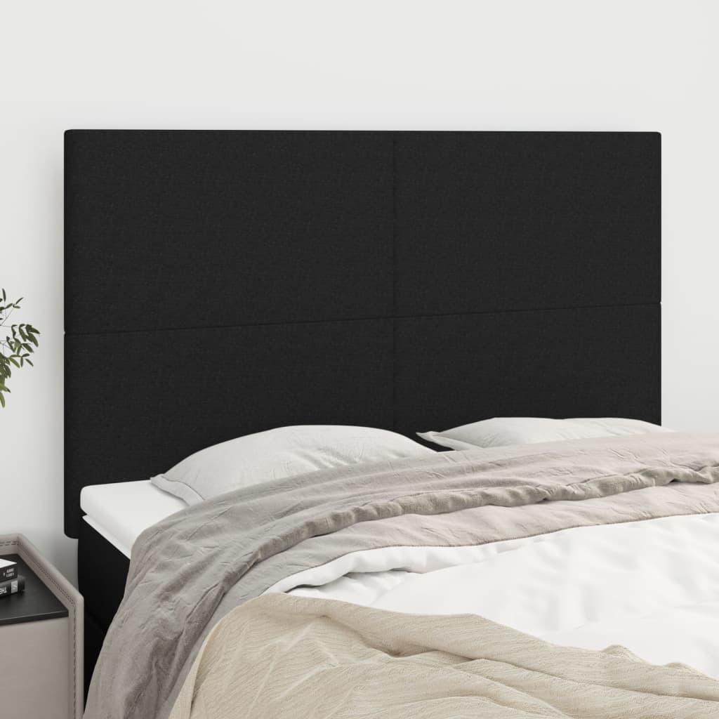 Hoofdbord zwart 144x5x118/128 cm stof is nu te koop bij PeponiXL, paradijselijk wonen!