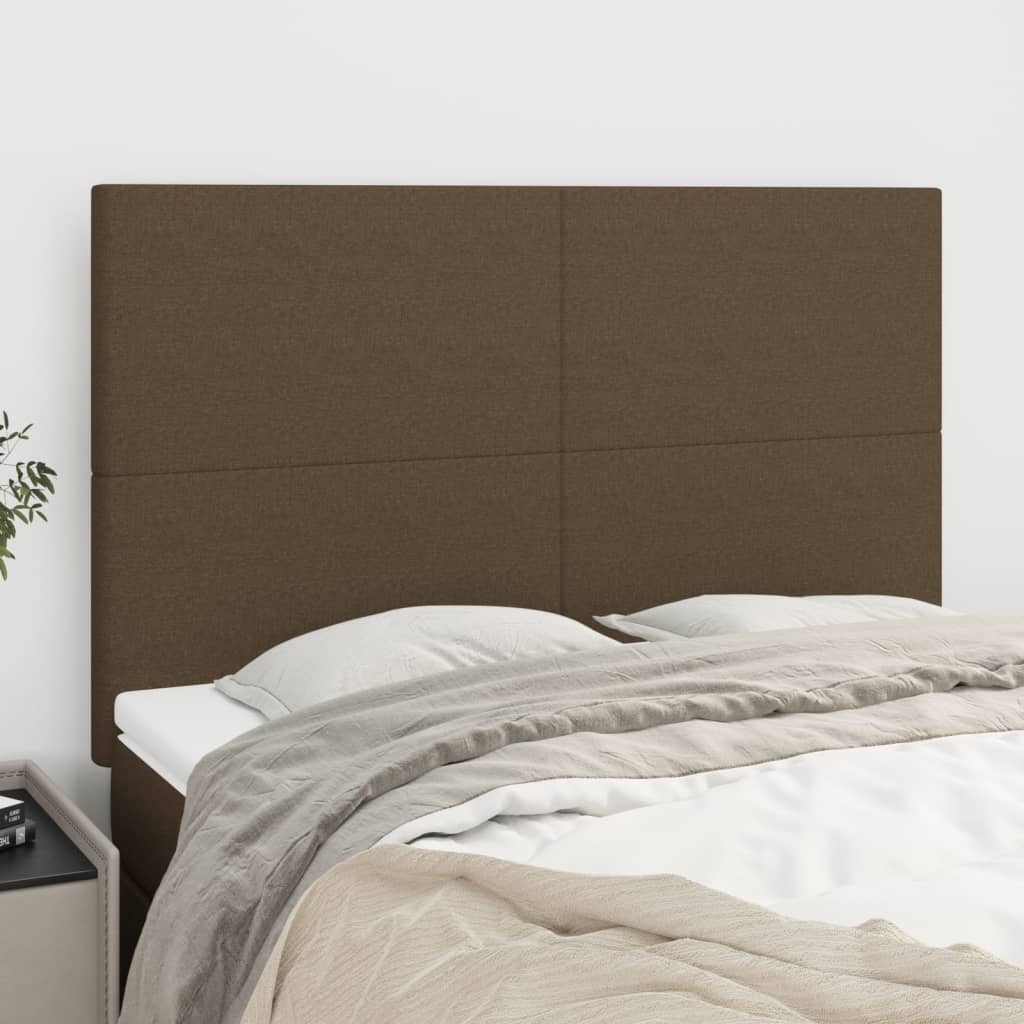 Hoofdbord donkerbruin 144x5x118/128 cm stof is nu te koop bij PeponiXL, paradijselijk wonen!