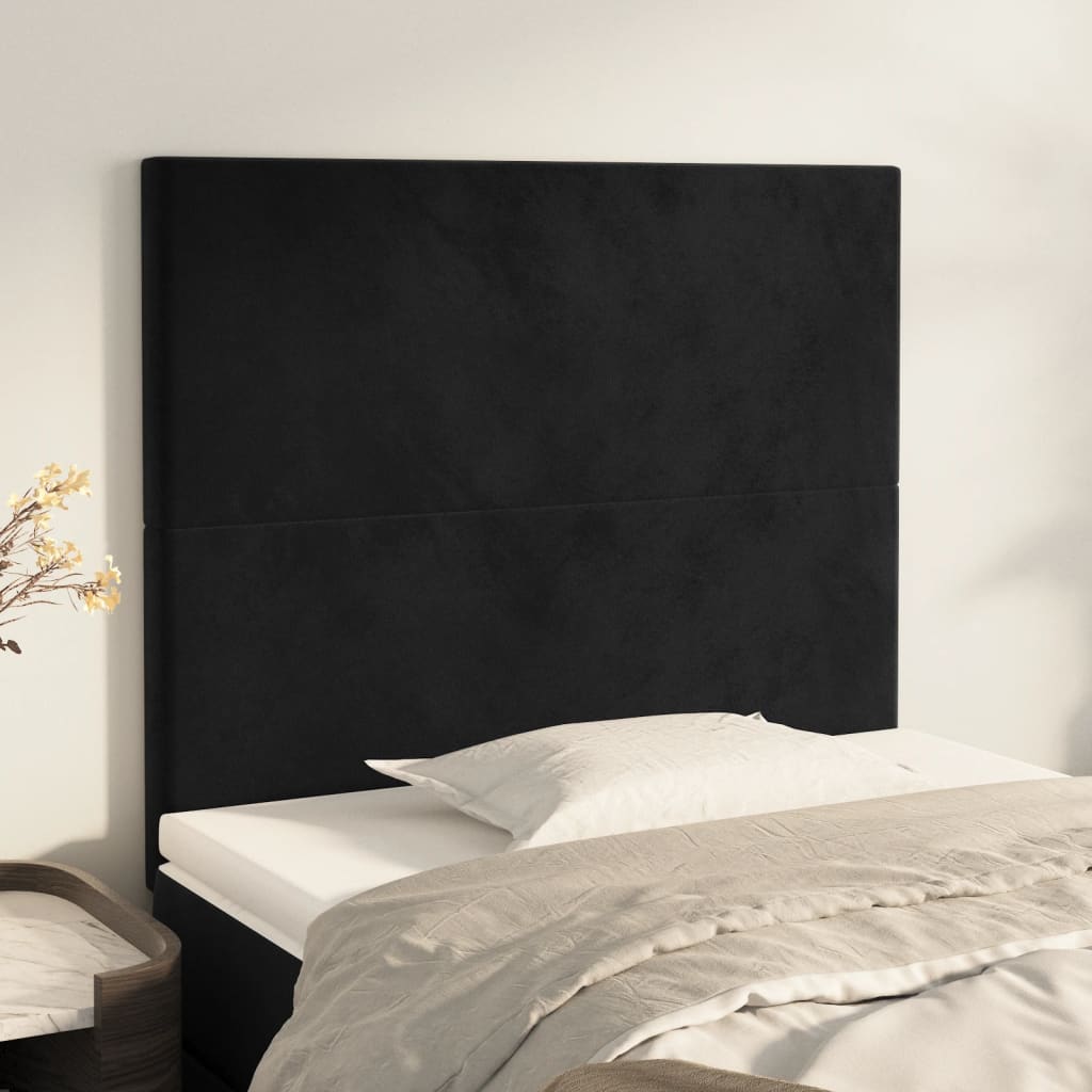 Hoofdbord zwart 80x5x118/128 cm fluweel is nu te koop bij PeponiXL, paradijselijk wonen!