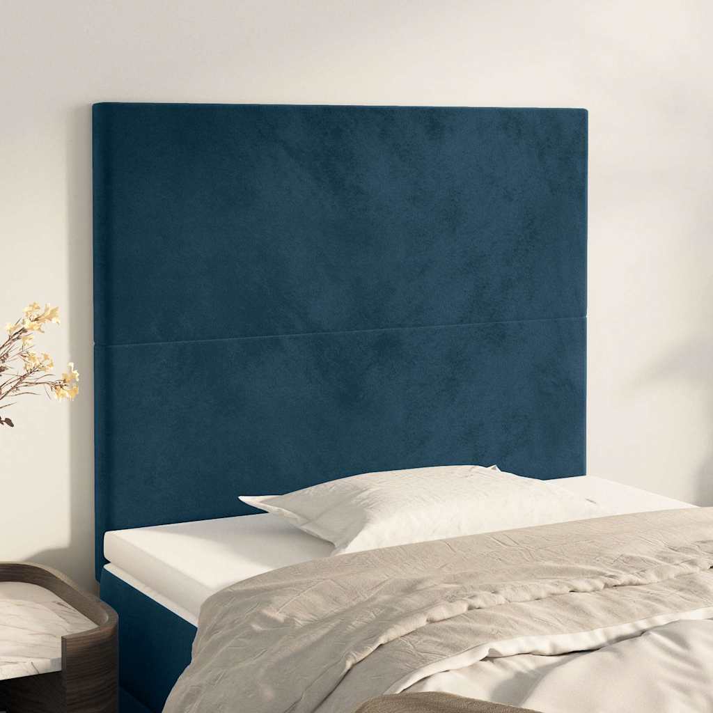 Hoofdbord donkerblauw 80x5x118/128 cm fluweel is nu te koop bij PeponiXL, paradijselijk wonen!