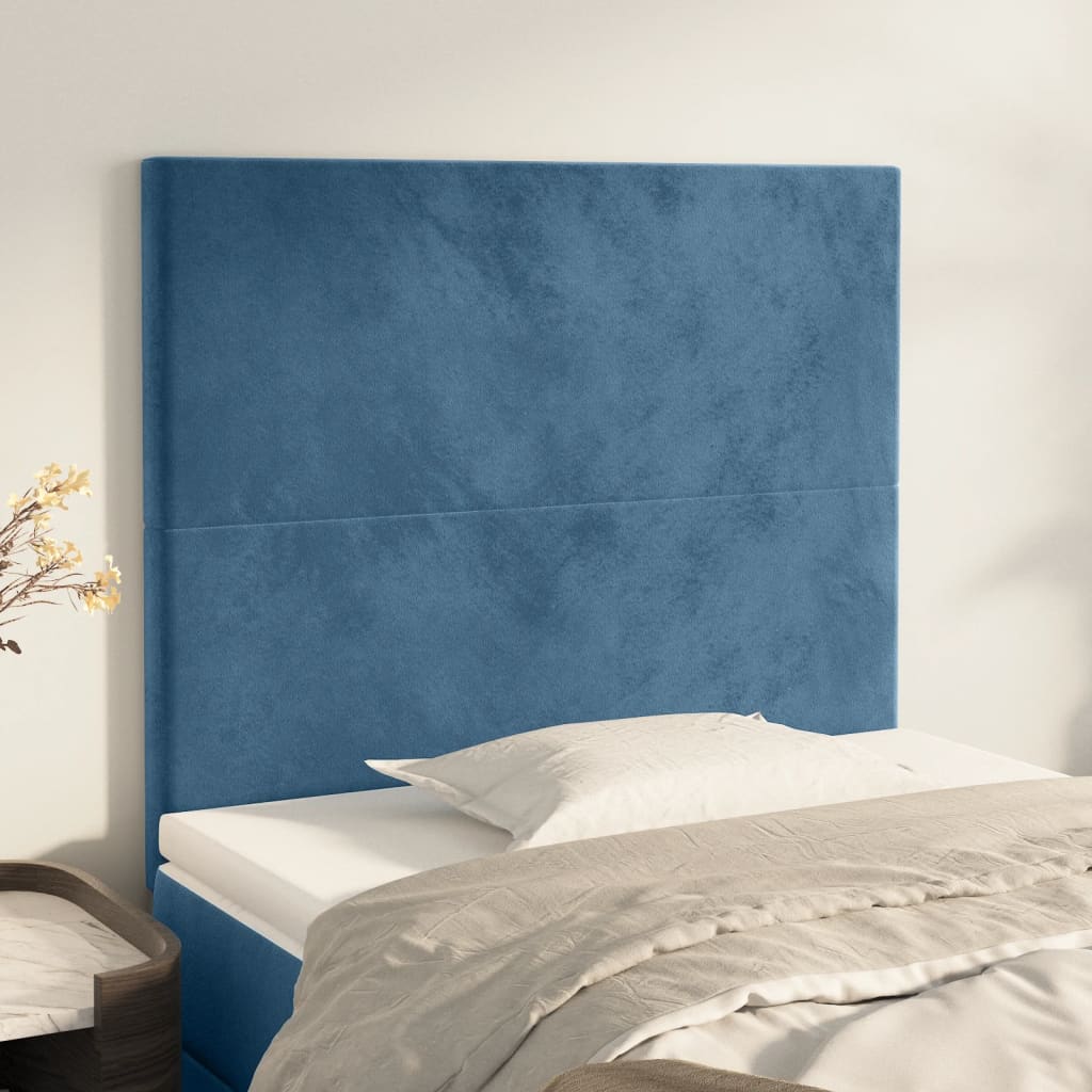 Hoofdbord donkerblauw 90x5x118/128 cm fluweel is nu te koop bij PeponiXL, paradijselijk wonen!