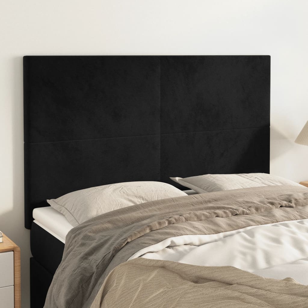Hoofdbord zwart 144x5x118/128 cm fluweel is nu te koop bij PeponiXL, paradijselijk wonen!