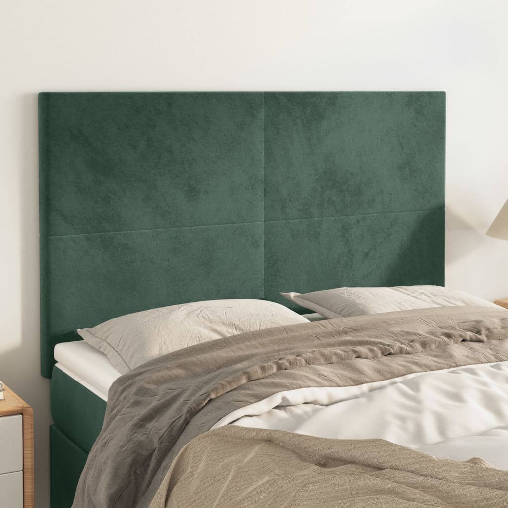 Hoofdbord donkergroen 144x5x118/128 cm fluweel is nu te koop bij PeponiXL, paradijselijk wonen!
