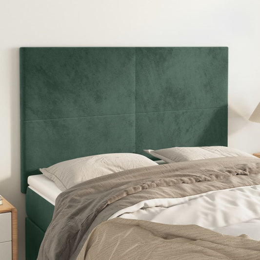 Hoofdbord donkergroen 144x5x118/128 cm fluweel is nu te koop bij PeponiXL, paradijselijk wonen!