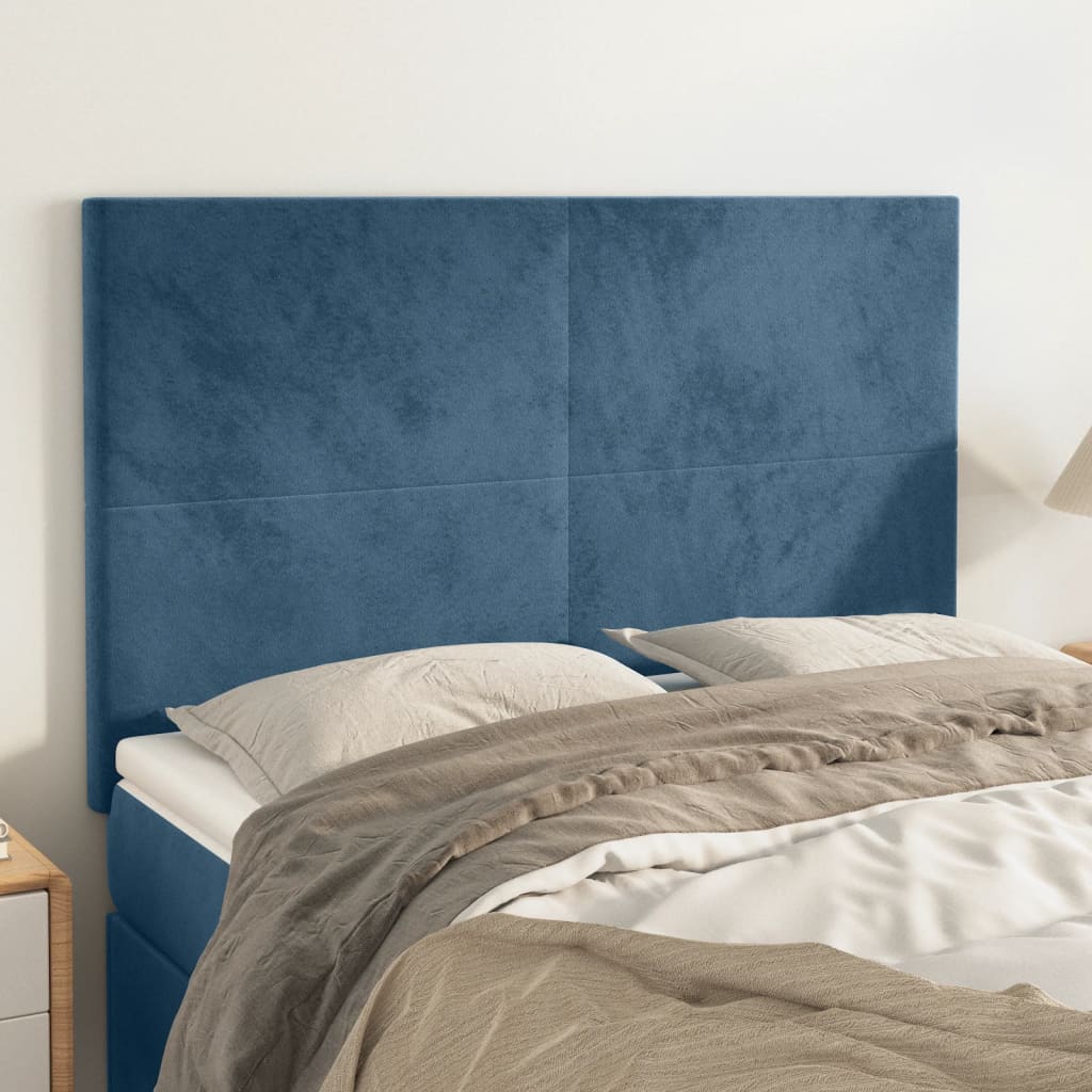 Hoofdbord donkerblauw 144x5x118/128 cm fluweel is nu te koop bij PeponiXL, paradijselijk wonen!