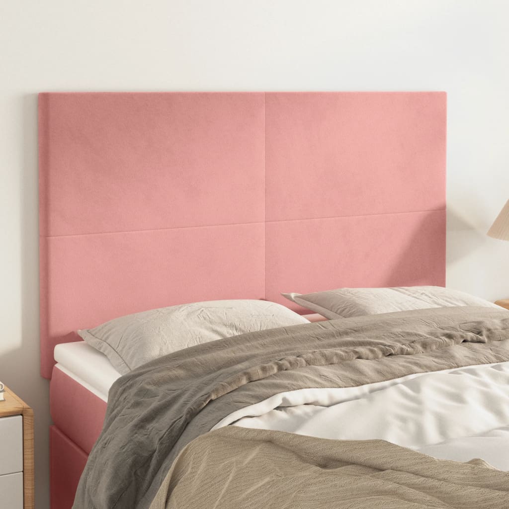 Hoofdbord roze 144x5x118/128 cm fluweel is nu te koop bij PeponiXL, paradijselijk wonen!
