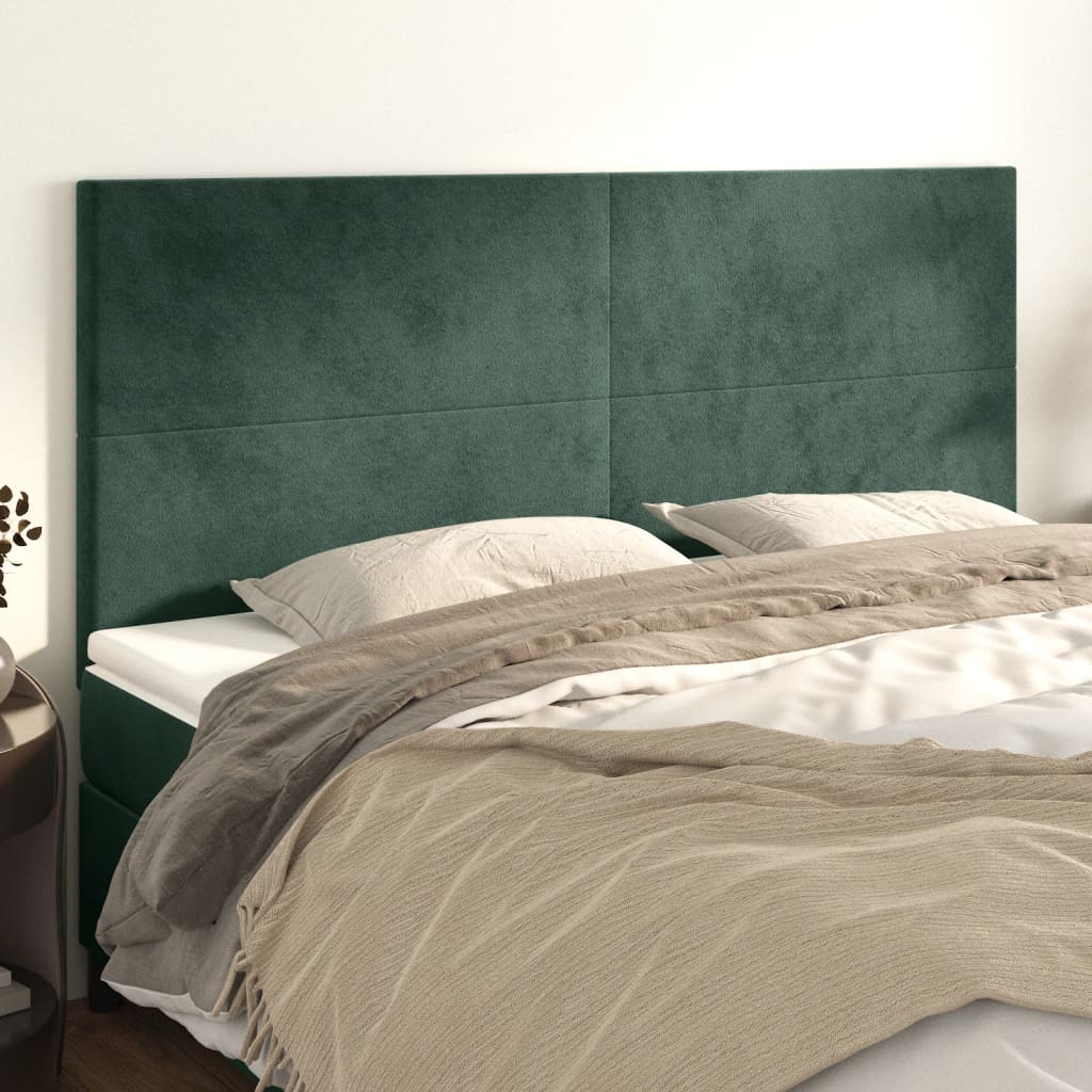 Hoofdbord donkergroen 160x5x118/128 cm fluweel is nu te koop bij PeponiXL, paradijselijk wonen!
