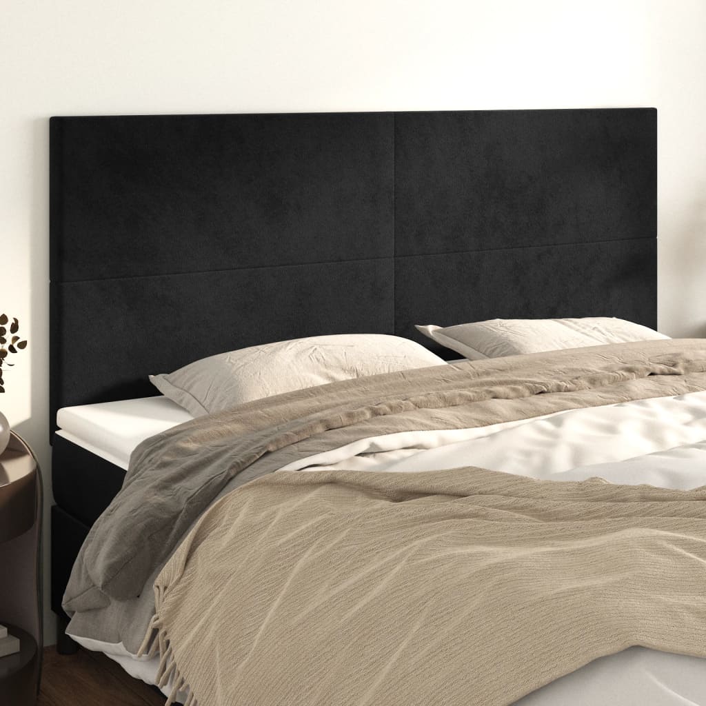 Hoofdbord zwart 180x5x118/128 cm fluweel is nu te koop bij PeponiXL, paradijselijk wonen!