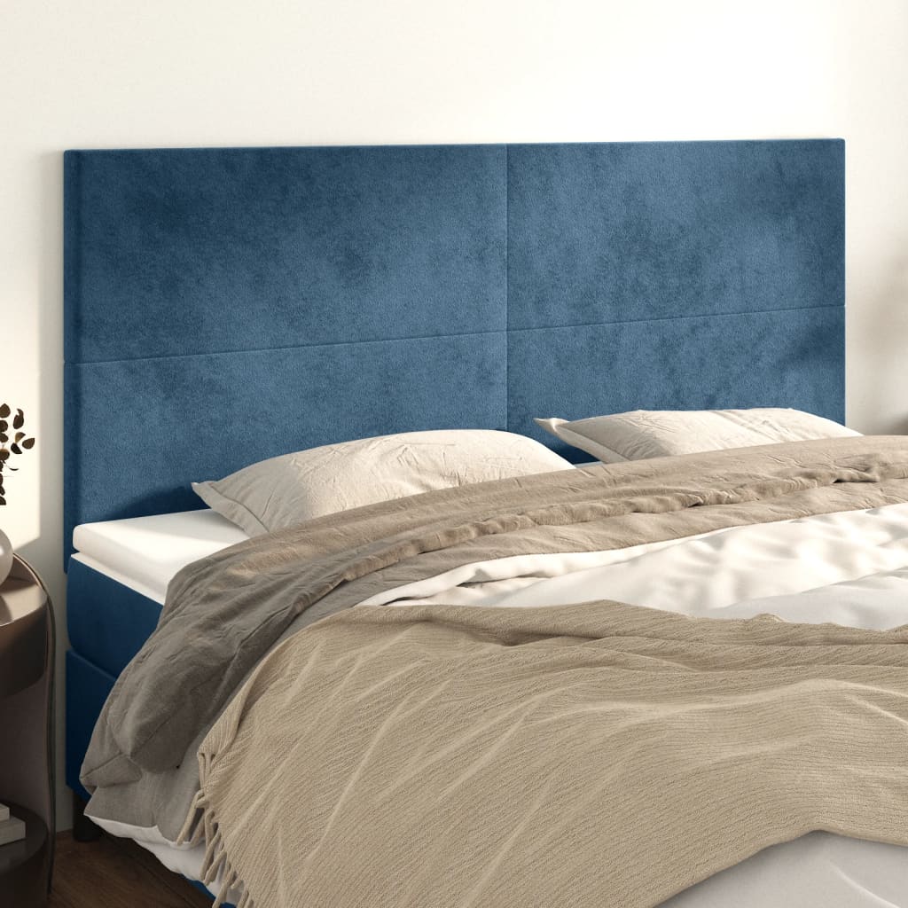 Hoofdbord donkerblauw 180x5x118/128 cm fluweel is nu te koop bij PeponiXL, paradijselijk wonen!