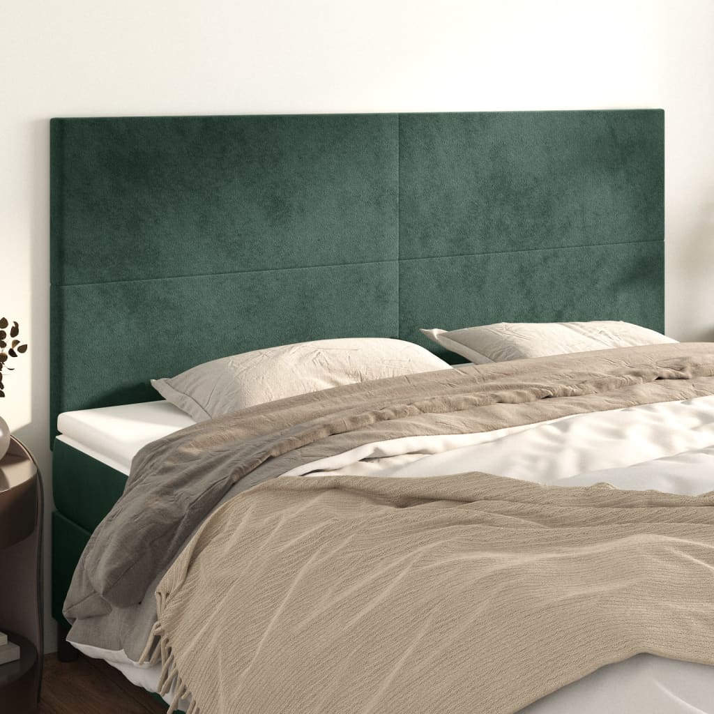 Hoofdbord donkergroen 200x5x118/128 cm fluweel is nu te koop bij PeponiXL, paradijselijk wonen!