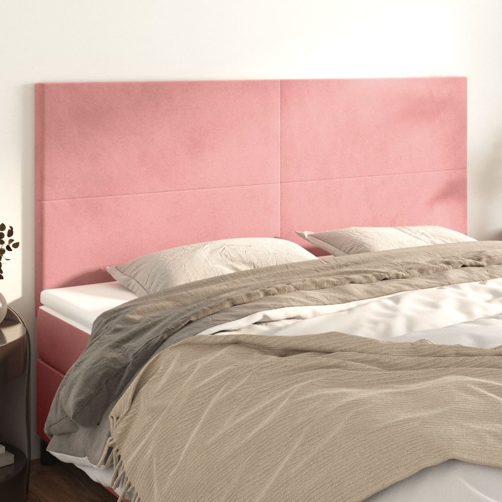 Hoofdbord roze 200x5x118/128 cm fluweel is nu te koop bij PeponiXL, paradijselijk wonen!