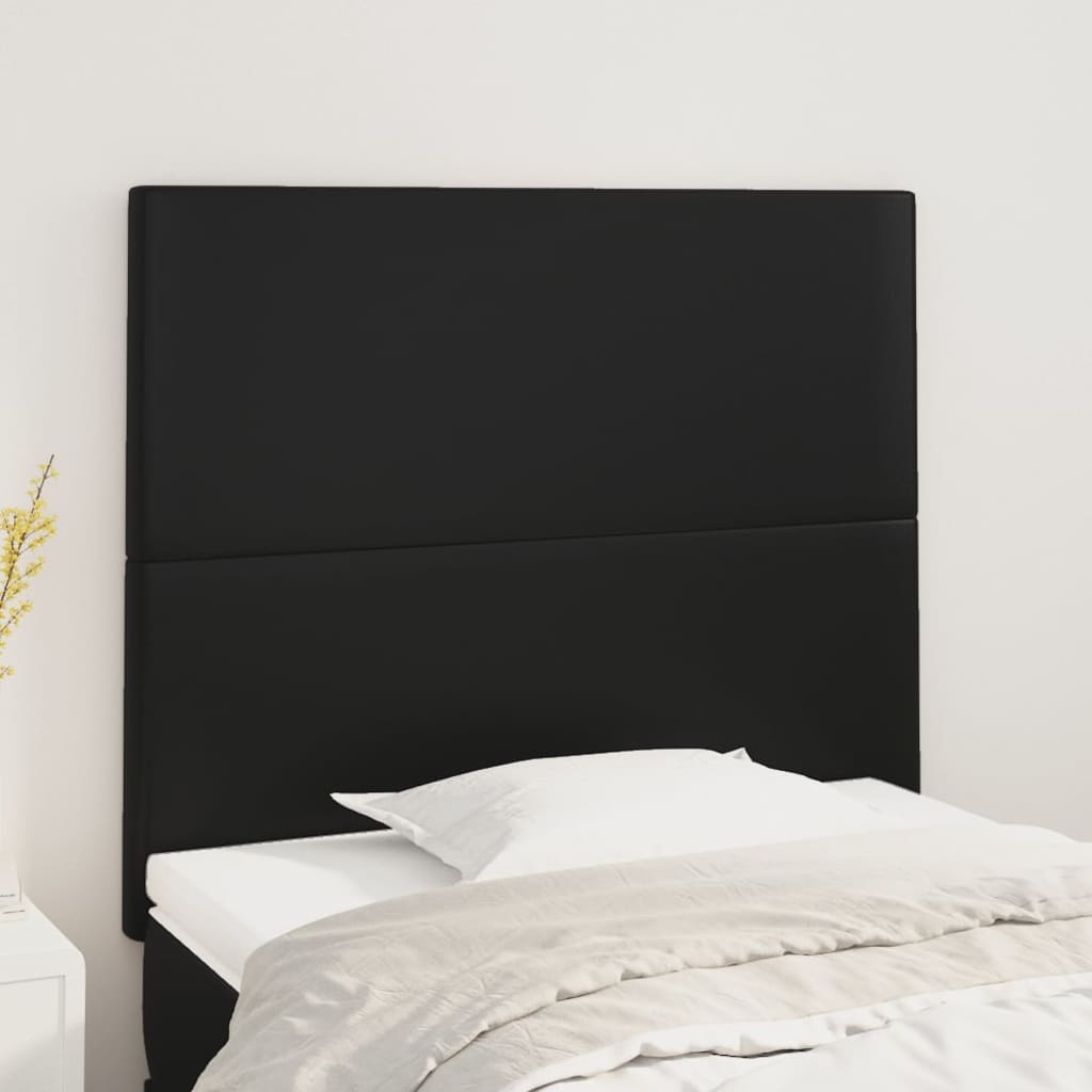 Hoofdbord zwart 80x5x118/128 cm kunstleer is nu te koop bij PeponiXL, paradijselijk wonen!