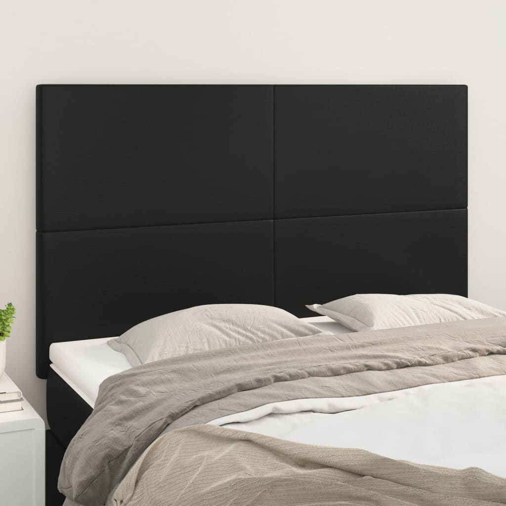 Hoofdbord zwart 144x5x118/128 cm kunstleer is nu te koop bij PeponiXL, paradijselijk wonen!