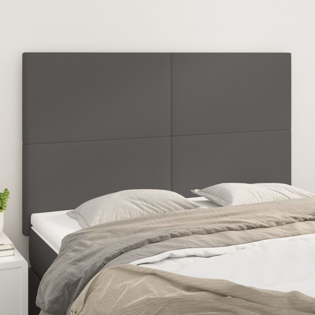 Hoofdbord grijs 144x5x118/128 cm kunstleer is nu te koop bij PeponiXL, paradijselijk wonen!
