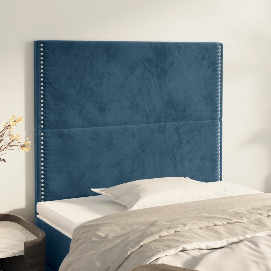 Hoofdbord donkerblauw 80x5x118/128 cm fluweel is nu te koop bij PeponiXL, paradijselijk wonen!