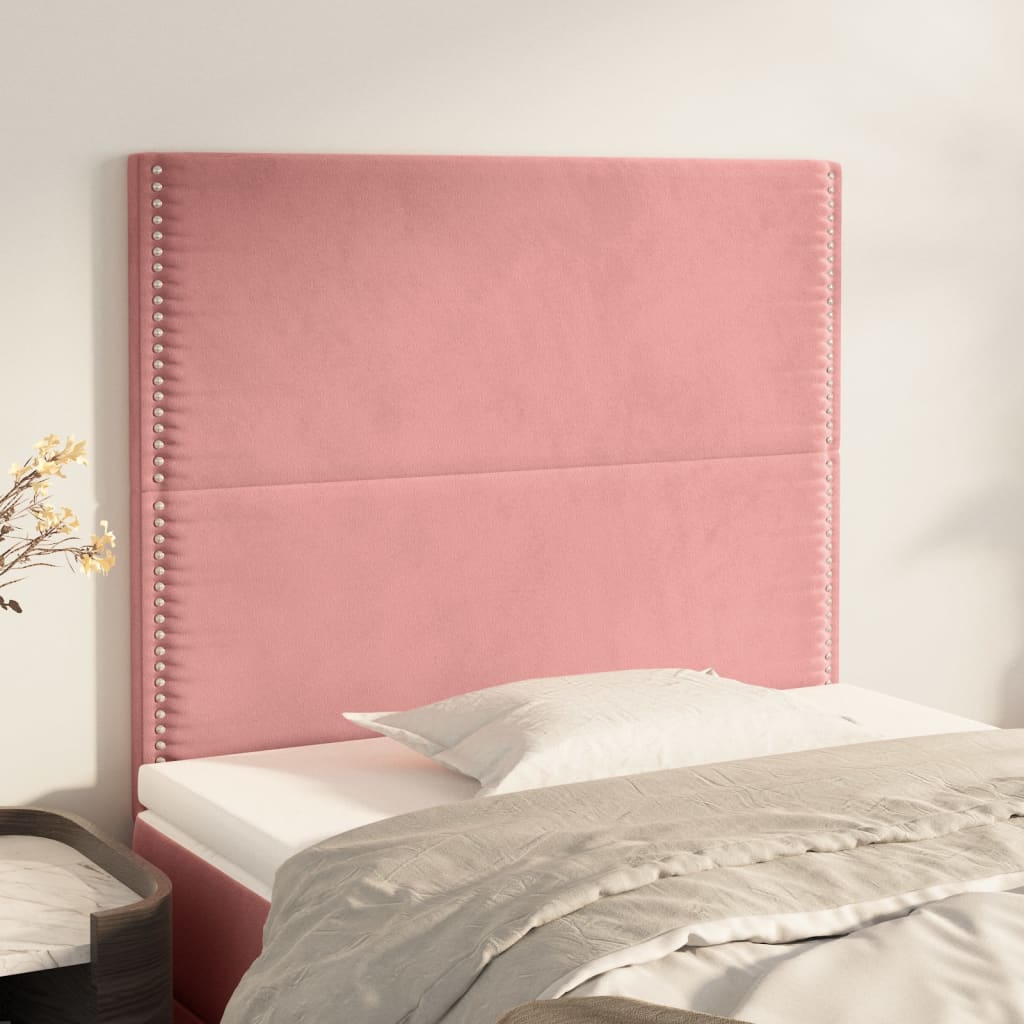 Hoofdbord roze 80x5x118/128 cm fluweel is nu te koop bij PeponiXL, paradijselijk wonen!