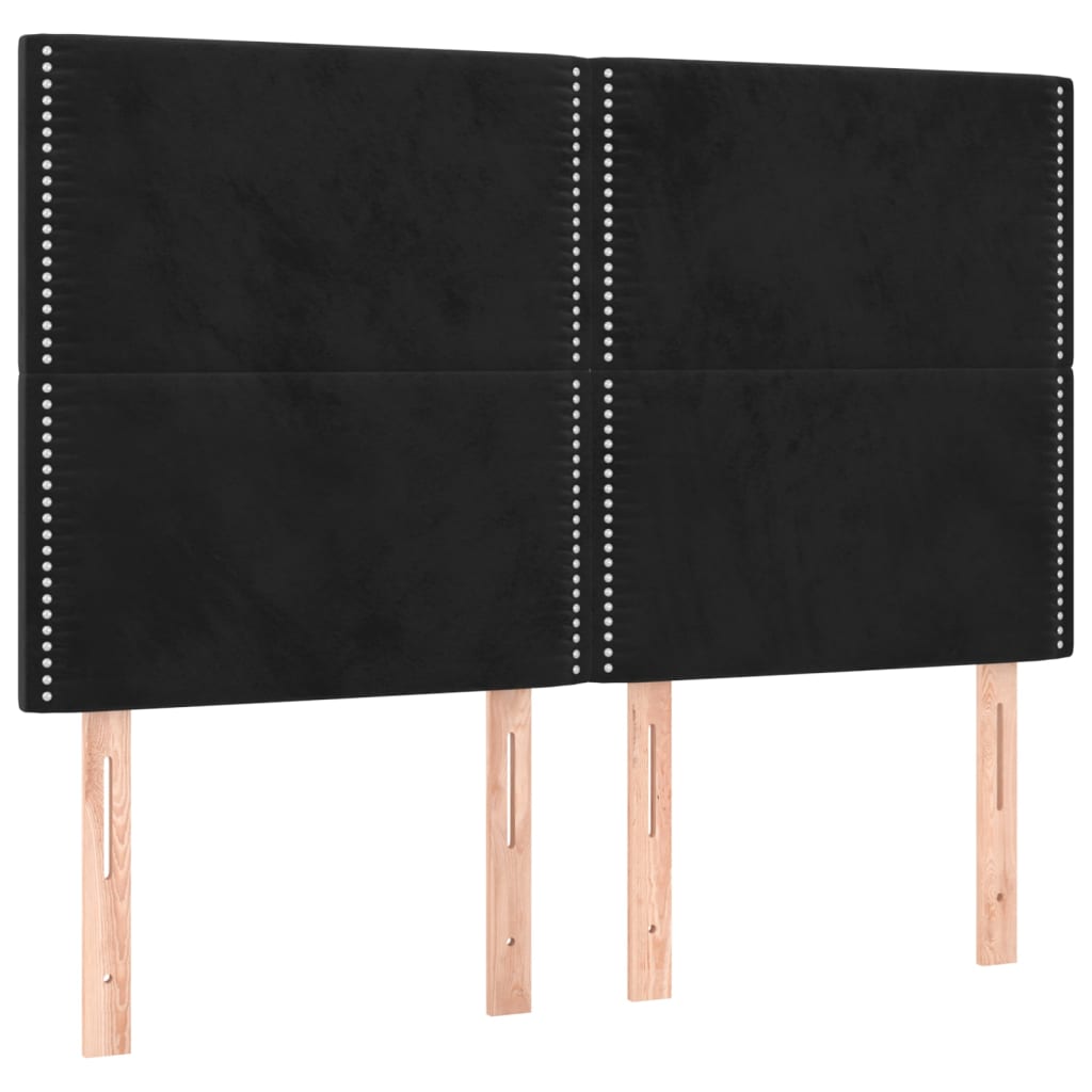 Hoofdbord zwart 144x5x118/128 cm fluweel is nu te koop bij PeponiXL, paradijselijk wonen!