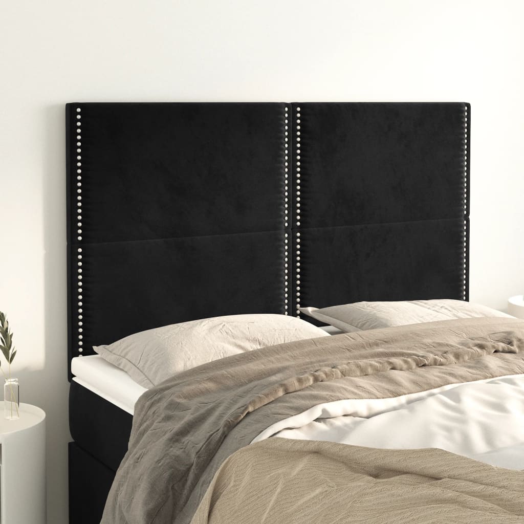 Hoofdbord zwart 144x5x118/128 cm fluweel is nu te koop bij PeponiXL, paradijselijk wonen!