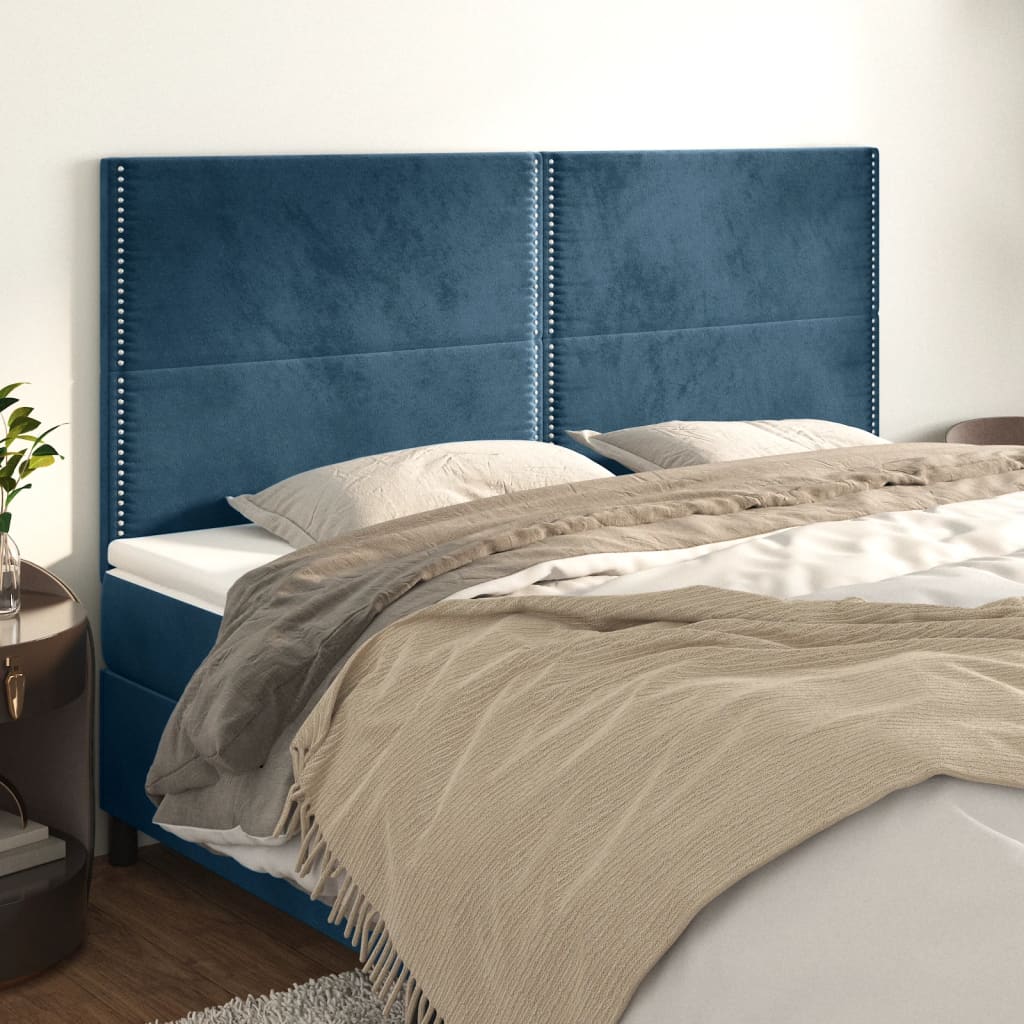 Hoofdbord donkerblauw 160x5x118/128 cm fluweel is nu te koop bij PeponiXL, paradijselijk wonen!
