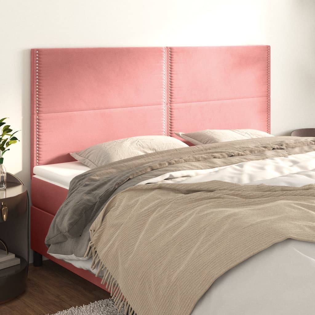 Hoofdbord roze 160x5x118/128 cm fluweel is nu te koop bij PeponiXL, paradijselijk wonen!