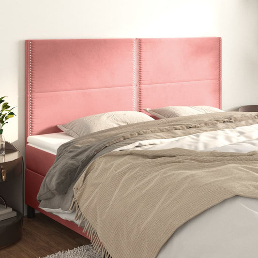 Hoofdbord roze 160x5x118/128 cm fluweel is nu te koop bij PeponiXL, paradijselijk wonen!