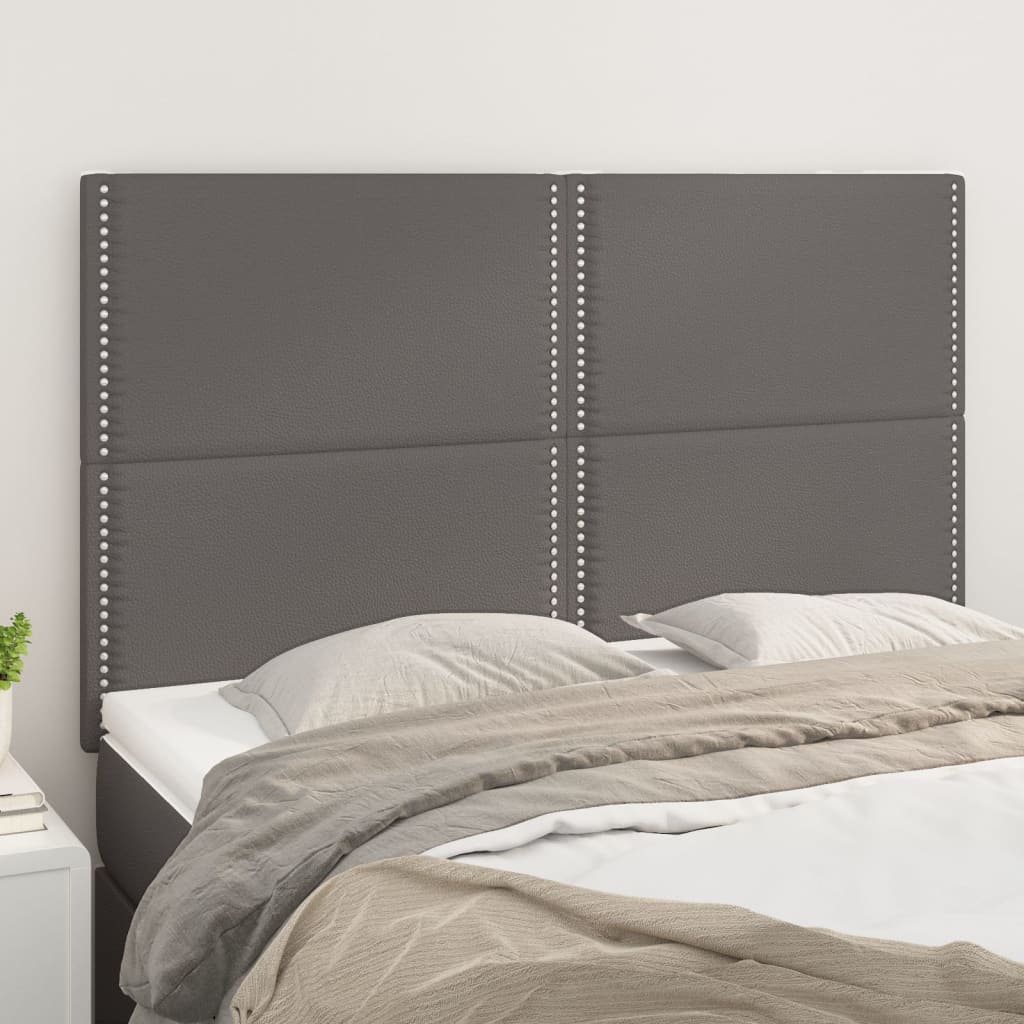 Hoofdbord grijs 144x5x118/128 cm kunstleer is nu te koop bij PeponiXL, paradijselijk wonen!