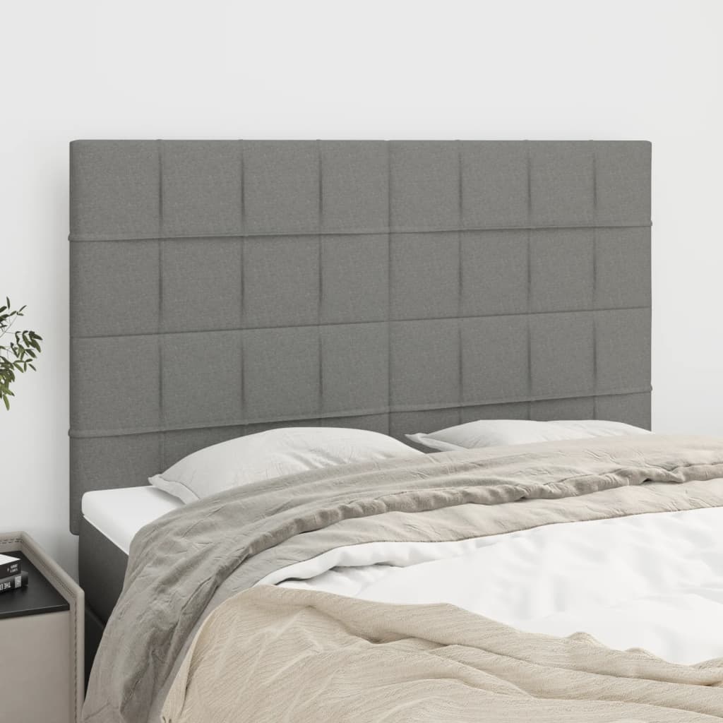Hoofdbord donkergrijs 144x5x118/128 cm Stof is nu te koop bij PeponiXL, paradijselijk wonen!