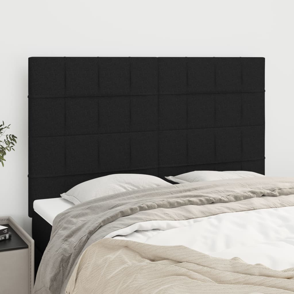 Hoofdbord zwart 144x5x118/128 cm stof is nu te koop bij PeponiXL, paradijselijk wonen!