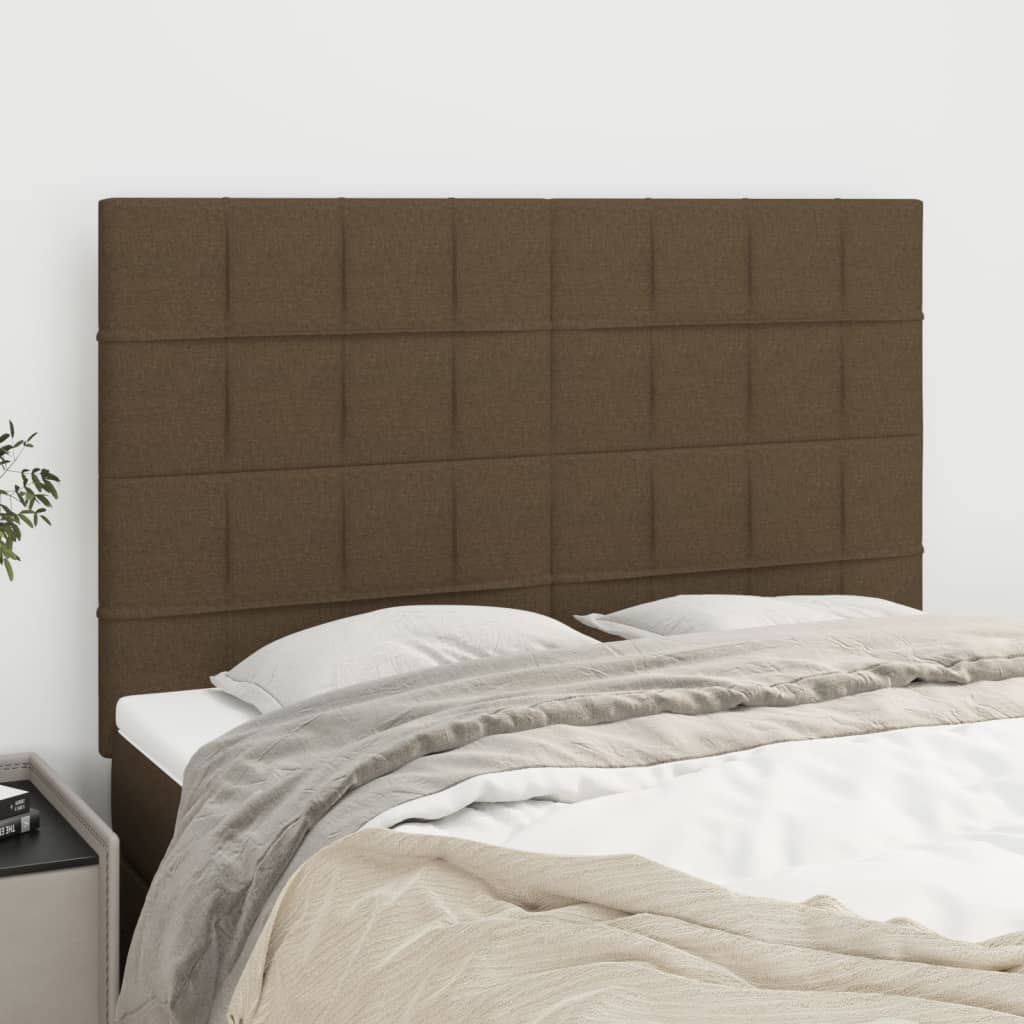 Hoofdbord donkerbruin 144x5x118/128 cm stof is nu te koop bij PeponiXL, paradijselijk wonen!