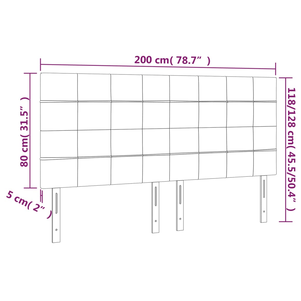 Hoofdbord taupe 200x5x118/128 cm Stof is nu te koop bij PeponiXL, paradijselijk wonen!