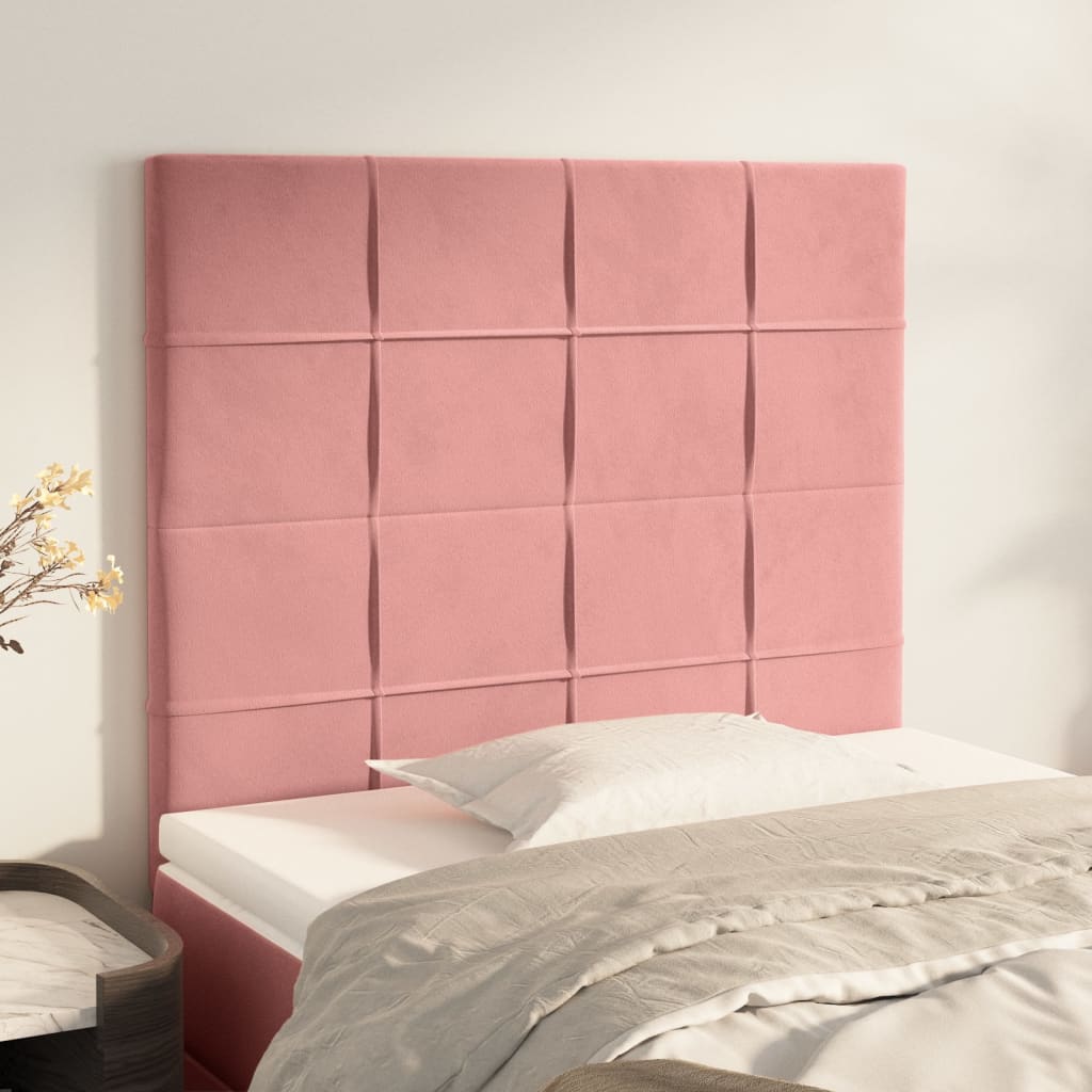 Hoofdbord roze 100x5x118/128 cm fluweel is nu te koop bij PeponiXL, paradijselijk wonen!