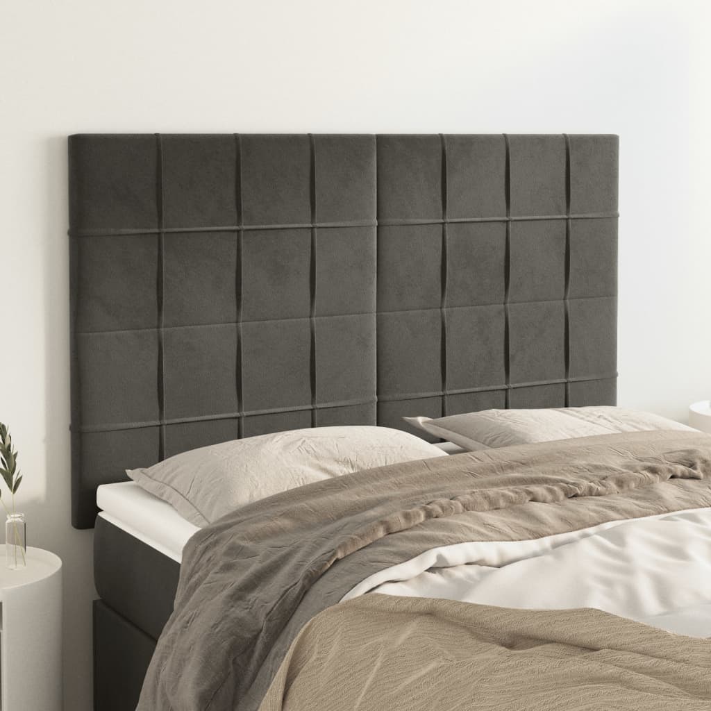 Hoofdbord donkergrijs 144x5x118/128 cm Fluweel is nu te koop bij PeponiXL, paradijselijk wonen!