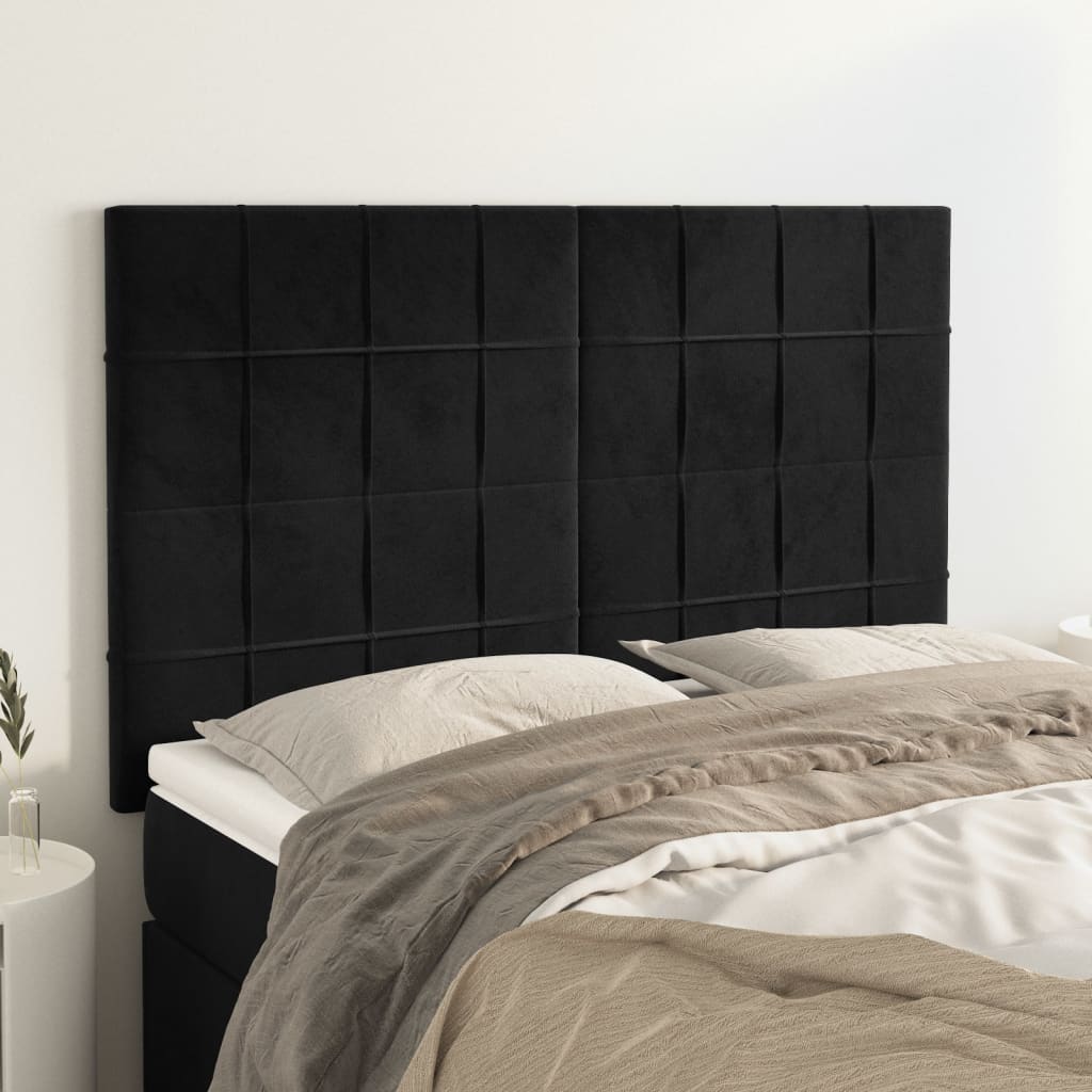Hoofdbord zwart 144x5x118/128 cm fluweel is nu te koop bij PeponiXL, paradijselijk wonen!