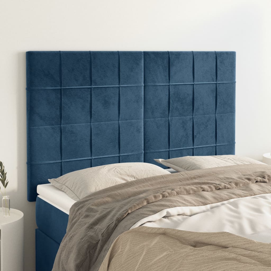 Hoofdbord donkerblauw 144x5x118/128 cm fluweel is nu te koop bij PeponiXL, paradijselijk wonen!