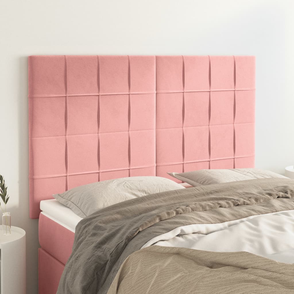 Hoofdbord roze 144x5x118/128 cm fluweel is nu te koop bij PeponiXL, paradijselijk wonen!