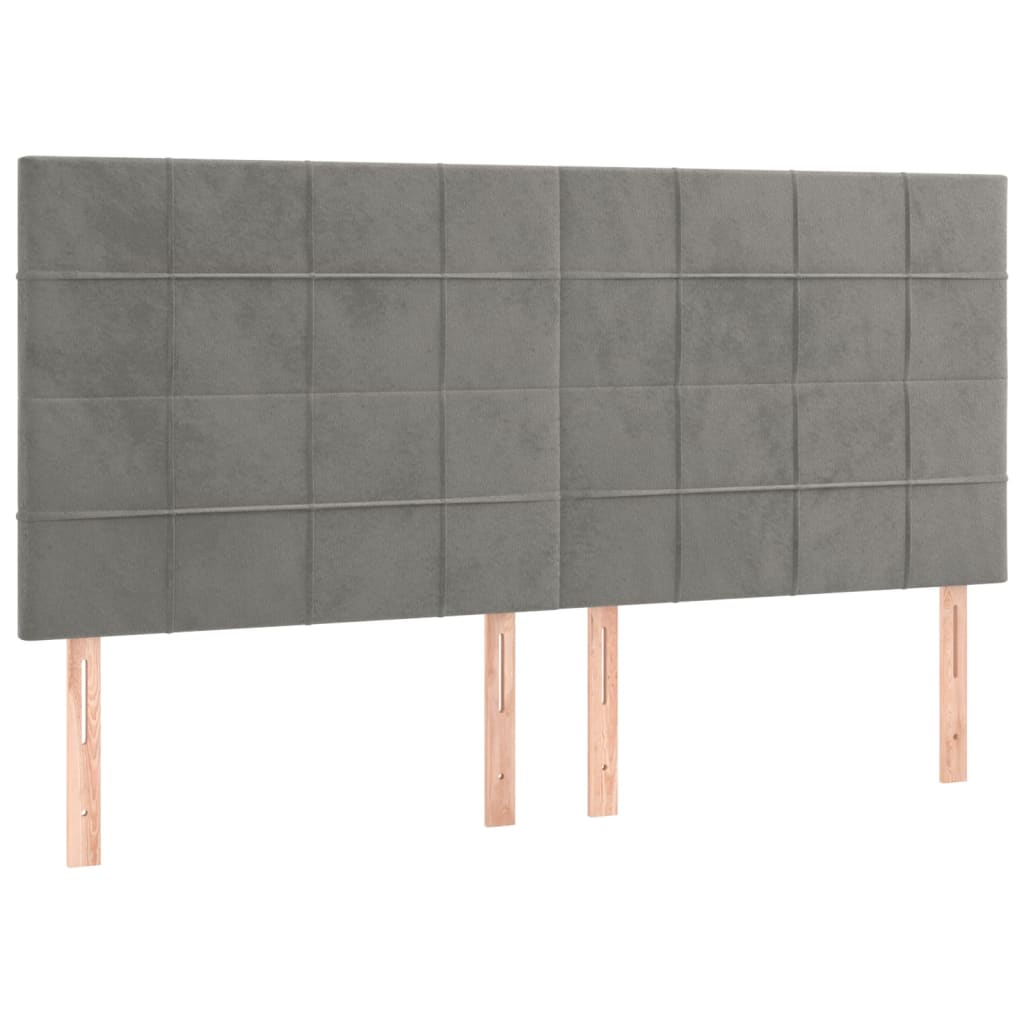 Hoofdbord lichtgrijs 160x5x118/128 cm fluweel is nu te koop bij PeponiXL, paradijselijk wonen!