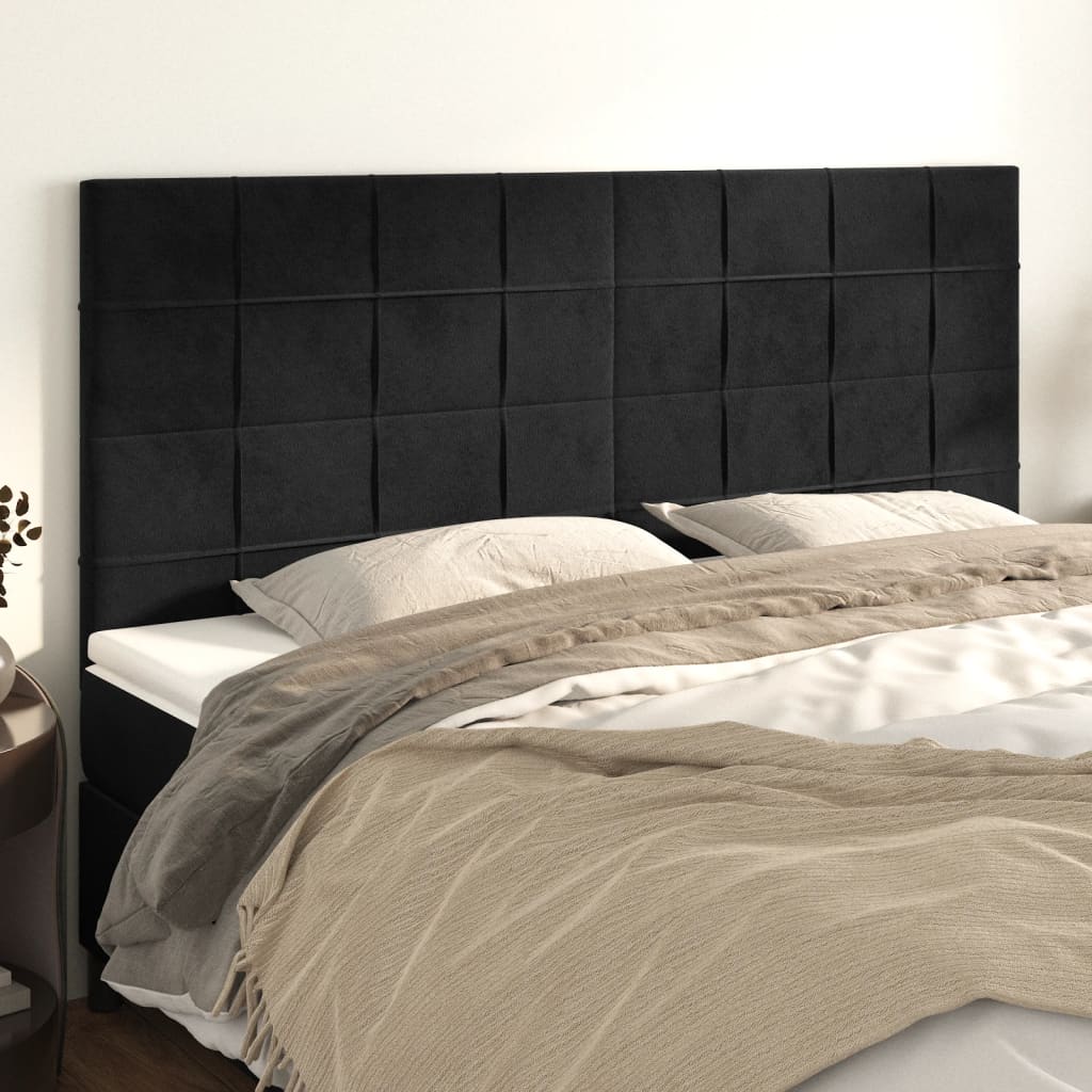 Hoofdbord zwart 160x5x118/128 cm fluweel is nu te koop bij PeponiXL, paradijselijk wonen!