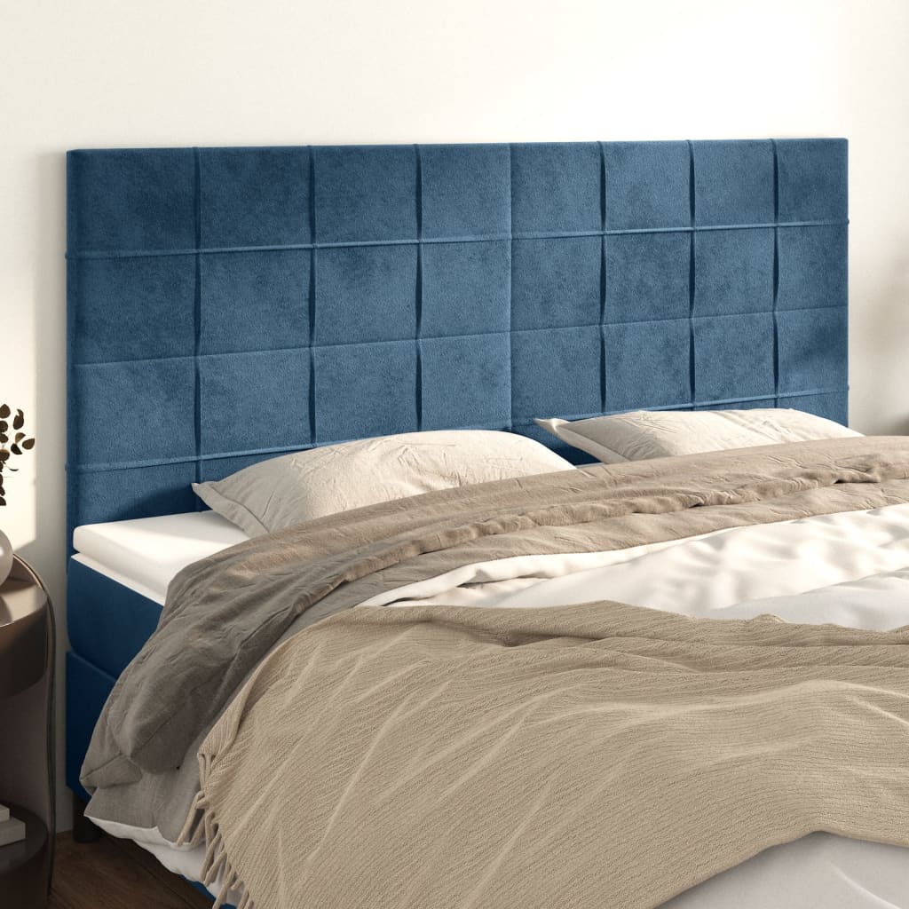 Hoofdbord donkerblauw 160x5x118/128 cm fluweel is nu te koop bij PeponiXL, paradijselijk wonen!
