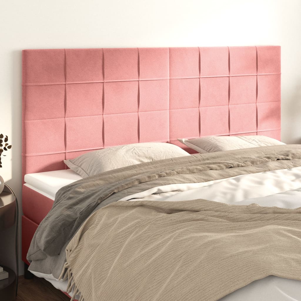Hoofdbord roze 200x5x118/128 cm fluweel is nu te koop bij PeponiXL, paradijselijk wonen!