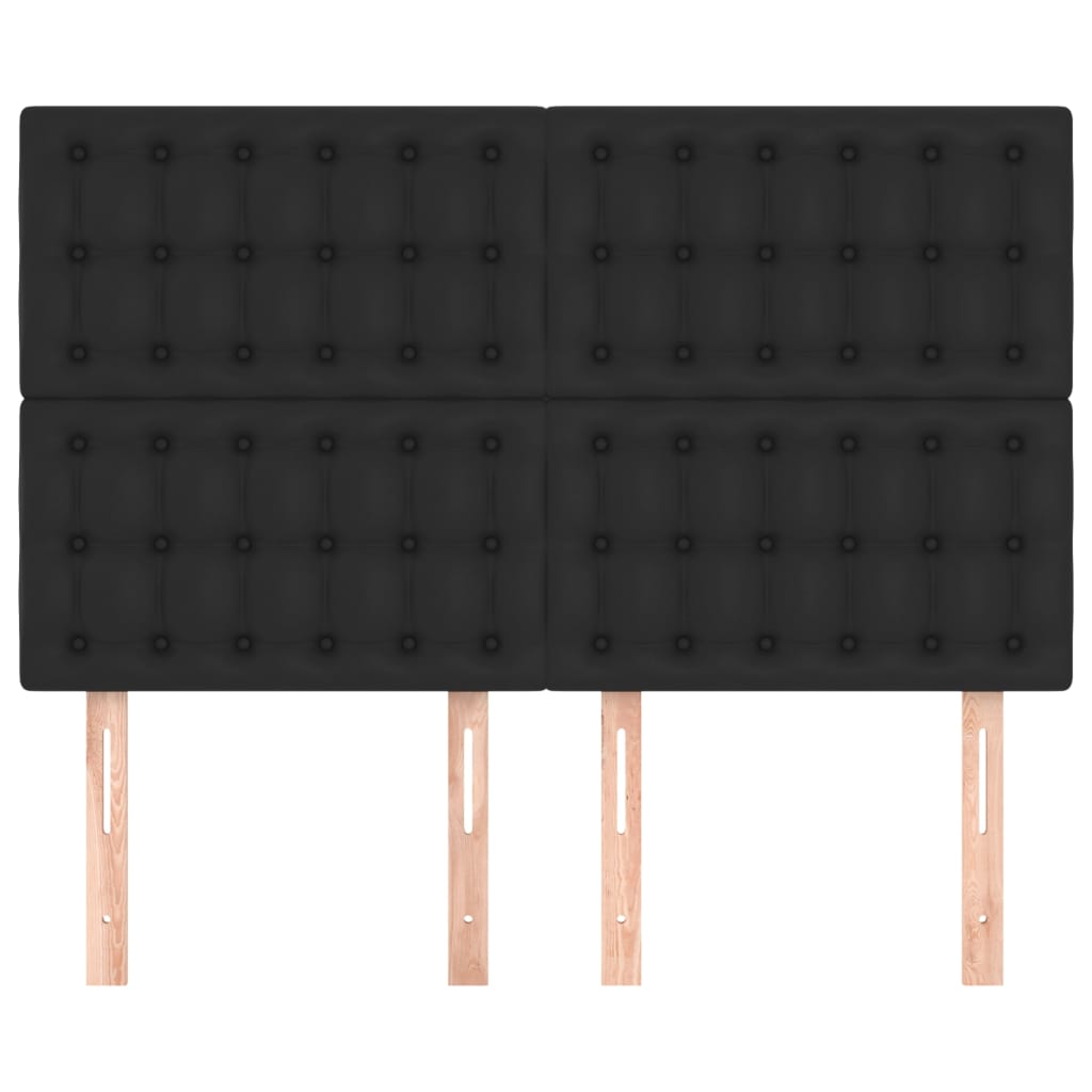 Hoofdbord zwart 144x5x118/128 cm kunstleer is nu te koop bij PeponiXL, paradijselijk wonen!