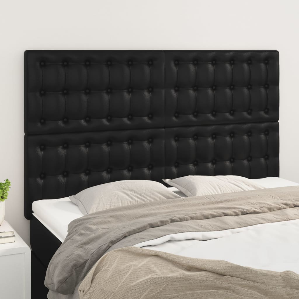 Hoofdbord zwart 144x5x118/128 cm kunstleer is nu te koop bij PeponiXL, paradijselijk wonen!