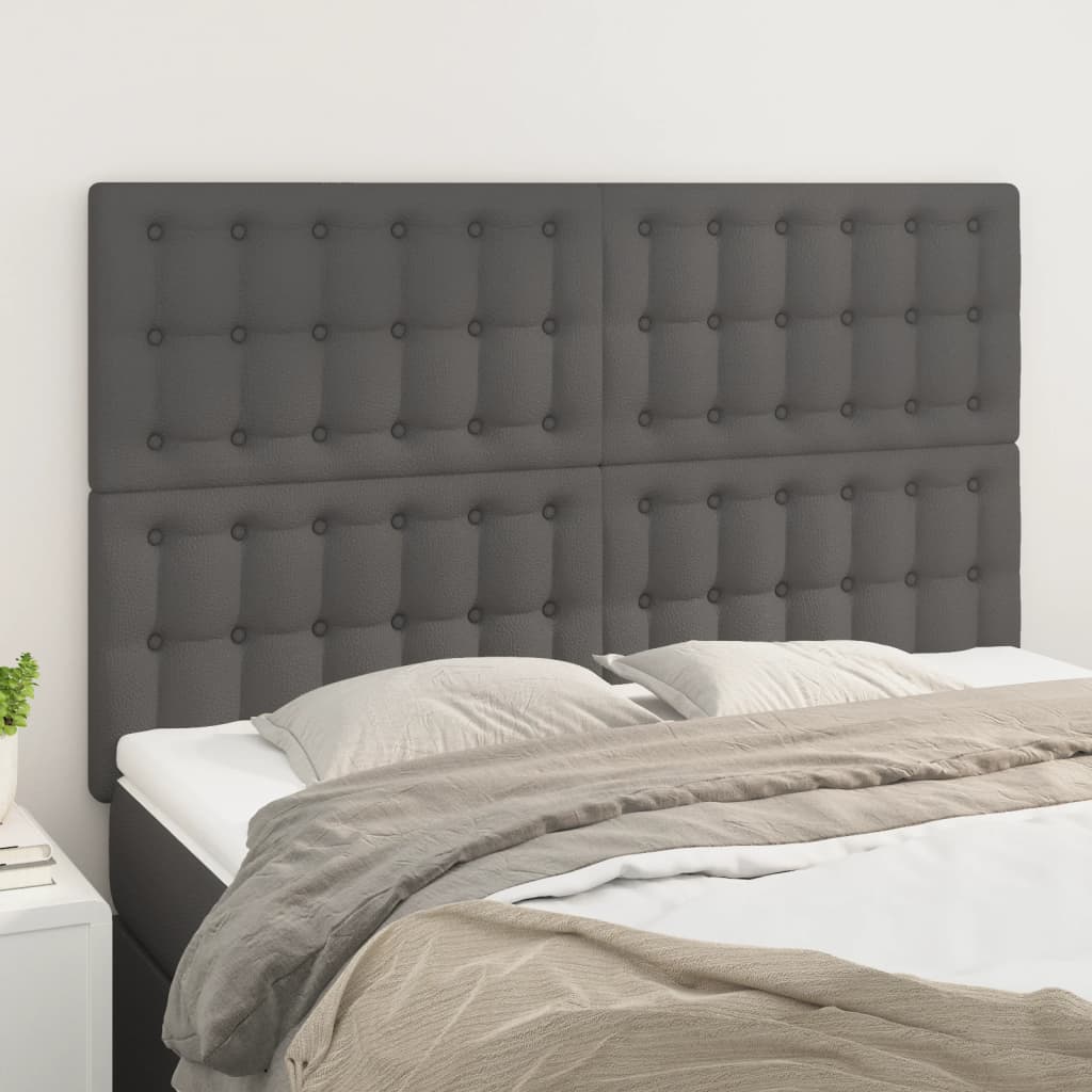 Hoofdbord grijs 144x5x118/128 cm kunstleer is nu te koop bij PeponiXL, paradijselijk wonen!